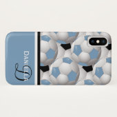 モノグラム淡い青い黒のサッカーボールパターン Case-Mate iPhoneケース (裏面(横))
