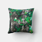 モノグラム灰色の緑のシークイン光沢のあるエレガント釉薬 クッション (裏面)