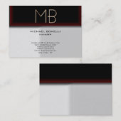 モノグラム灰色の茶色い赤スタイリッシュの名刺 名刺 (正面/裏面)