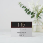 モノグラム灰色の茶色い赤スタイリッシュの名刺 名刺 (スタンド正面)