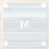 モノグラム灰色ストライプ青 ガラスコースター (裏面)