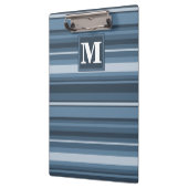 モノグラム灰色ストライプ青 クリップボード (左)