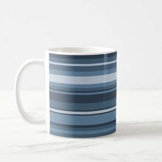 モノグラム灰色ストライプ青 コーヒーマグカップ (左)