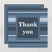 モノグラム灰色ストライプ青 サンキューカード (正面/裏面)