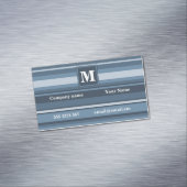 モノグラム灰色ストライプ青 マグネット名刺 (インサイチュ)