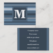 モノグラム灰色ストライプ青 名刺 (正面/裏面)