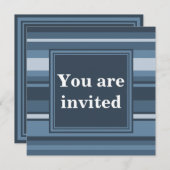 モノグラム灰色ストライプ青 招待状 (正面/裏面)