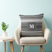 モノグラム灰色ストライプ クッション (椅子)