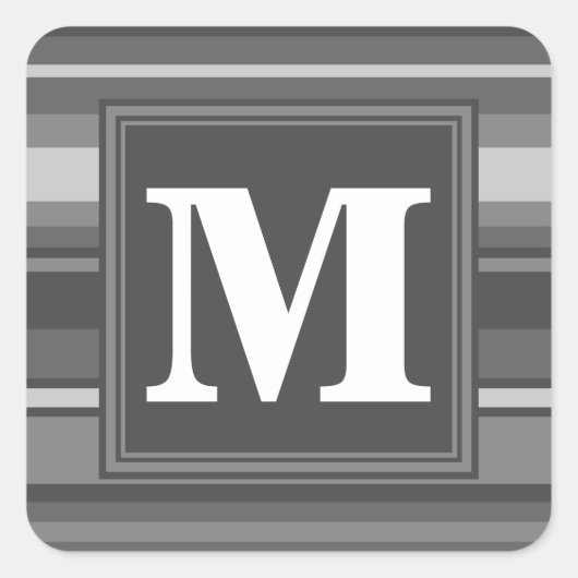 モノグラム灰色ストライプ スクエアシール (正面)