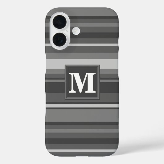 モノグラム灰色ストライプ Case-Mate iPhoneケース (裏面)