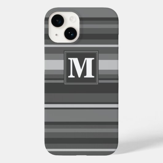 モノグラム灰色ストライプ Case-Mate iPhoneケース (裏面)