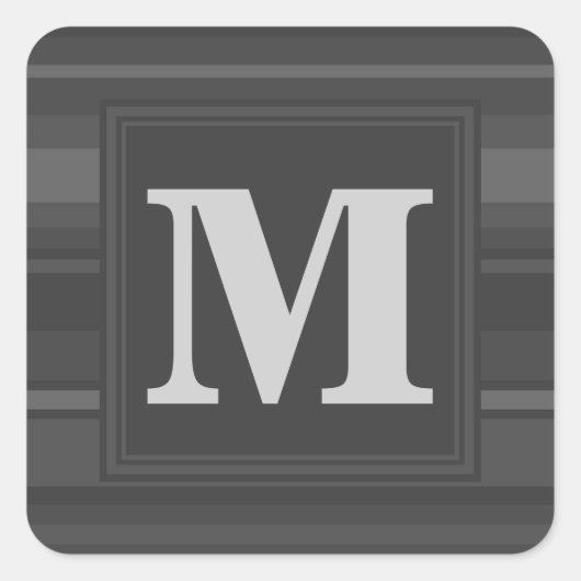モノグラム炭ストライプ炭 スクエアシール (正面)