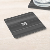 モノグラム炭ストライプ炭 スクエアペーパーコースター (アングル)