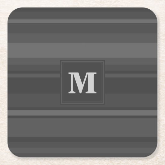 モノグラム炭ストライプ炭 スクエアペーパーコースター (正面)