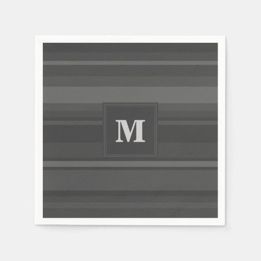 モノグラム炭ストライプ炭 スタンダードカクテルナプキン (正面)