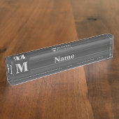 モノグラム炭ストライプ炭 デスクネームプレート (側面)