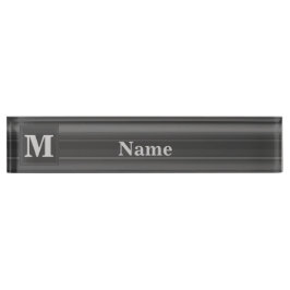 モノグラム炭ストライプ炭 デスクネームプレート