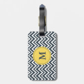 モノグラム炭、白と黄色のジグザグパターン ラゲッジタグ (裏面縦)