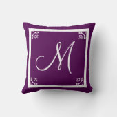 モノグラム無地のグレープパーパーソナライズされたプルカスタム クッション (裏面)