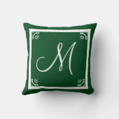 モノグラム無地のスプルースパーソナライズされたグリーンカスタム クッション (裏面)