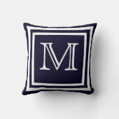 モノグラム無地のソフトダークネイビーブルー平野 クッション (裏面)