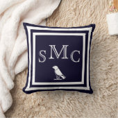 モノグラム無地のダークブルー平枕 クッション (ブランケット)
