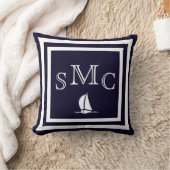 モノグラム無地のダークブルー平枕 クッション (ブランケット)