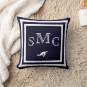 モノグラム無地のダークブルー平枕 クッション (ブランケット)