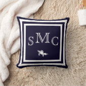 モノグラム無地のダークブルー平枕 クッション (ブランケット)