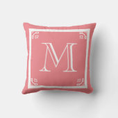 モノグラム無地のバラピンクパーソナライズされたカスタム クッション (裏面)