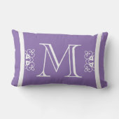モノグラム無地のパープルカスタム ランバークッション (裏面)