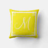 モノグラム無地のブライトイエローパーソナライズされたカスタム クッション (裏面)