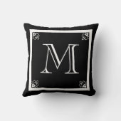 モノグラム無地のブルーカスタム クッション (裏面)