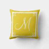 モノグラム無地のミュートマスタードパーソナライズされたカスタム クッション (裏面)