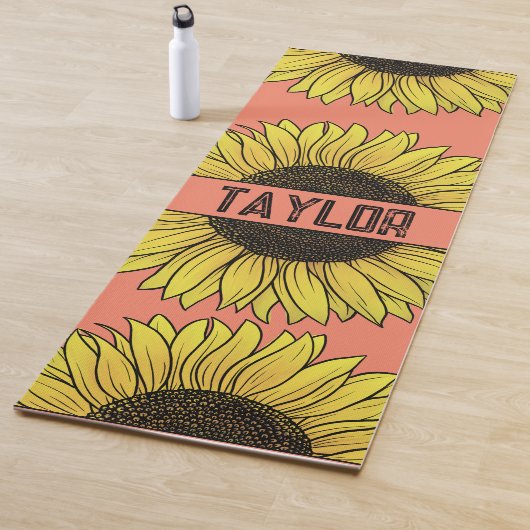 モノグラム無地の名のひまわり ヨガマット (インサイチュ)