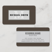 モノグラム無地の濃いトープの背景 名刺 (正面/裏面)