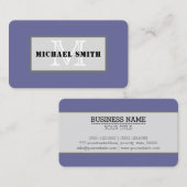 モノグラム無地の濃いブルーグレー背景 名刺 (正面/裏面)