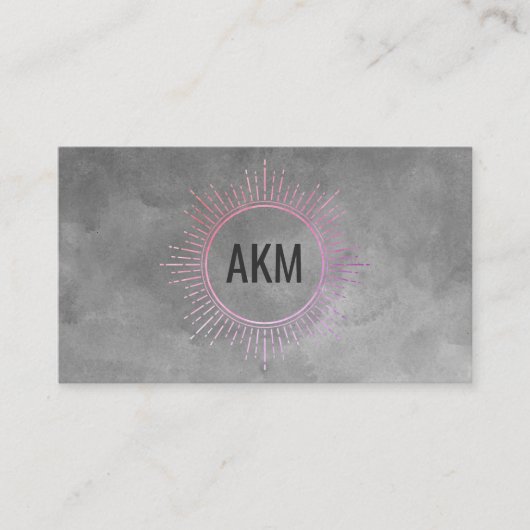 モノグラム照明要素グレー水色 名刺 (正面)