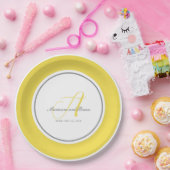 モノグラム照明黄色、グレー（白） ペーパープレート (パーティー)