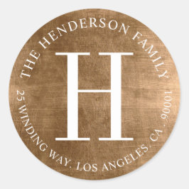 モノグラム熟成金ゴールド循環差出人住所ラベル ラウンドシール