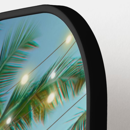 モノグラム熱帯ビーチヤシの木の文字列ライト ピックルボールラケット (左詳細)