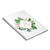 モノグラム熱帯ヤシ緑白色植物 ノートブック (右側)