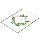 モノグラム熱帯ヤシ緑白色植物 ノートブック (左側)