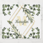 モノグラム熱帯葉ミニマルデザイン スパークリングワインラベル (シングルラベル)