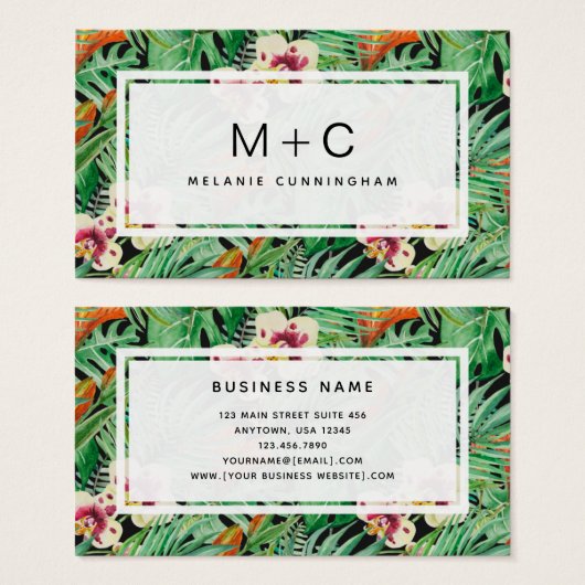 モノグラム熱帯葉名刺 (正面&裏面)