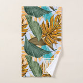 モノグラム熱帯葉植物の葉柄 バスタオルセット (ハンドタオル)