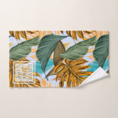 モノグラム熱帯葉植物の葉柄 バスタオルセット (ハンドタオル)