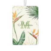 モノグラム熱帯金ゴールドグリッターヤシの葉スクリプト カーエアーフレッシュナー (裏面)