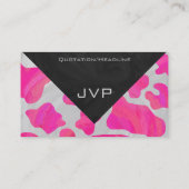 モノグラム牛ショッキングピンクおよび白写真 名刺 (裏面)