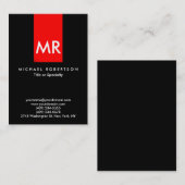 モノグラム独占的ブラックレッドストライプエレガント 名刺 (正面/裏面)